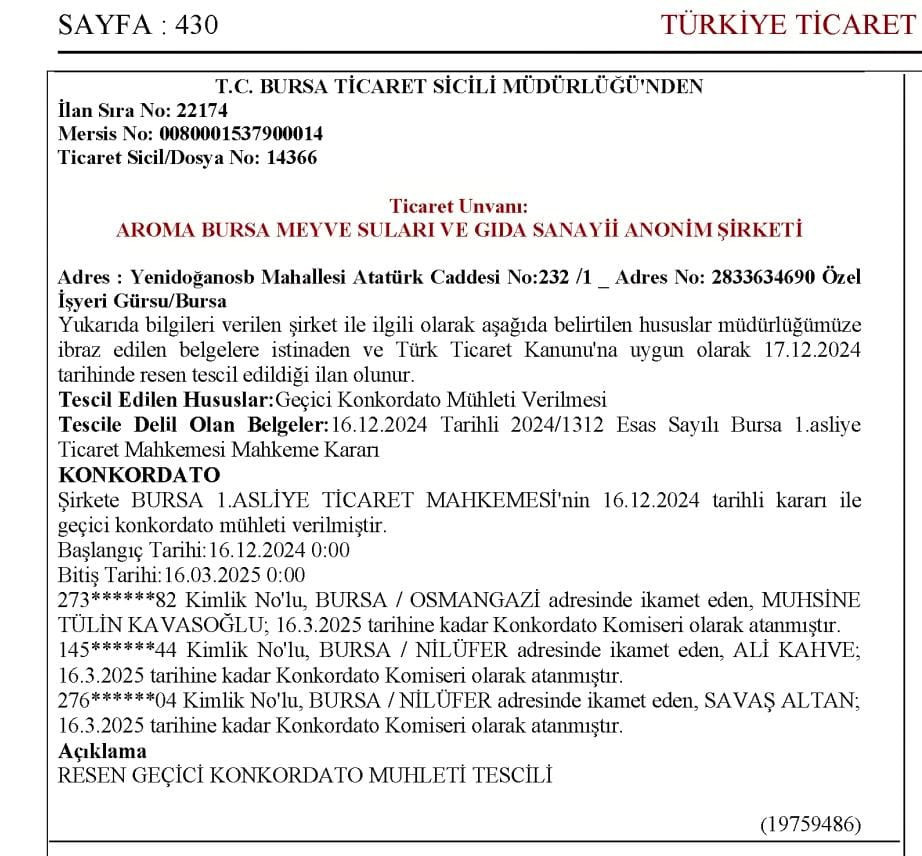 esasli icecek firmasi icin sureksiz konkordato karari verildi 0