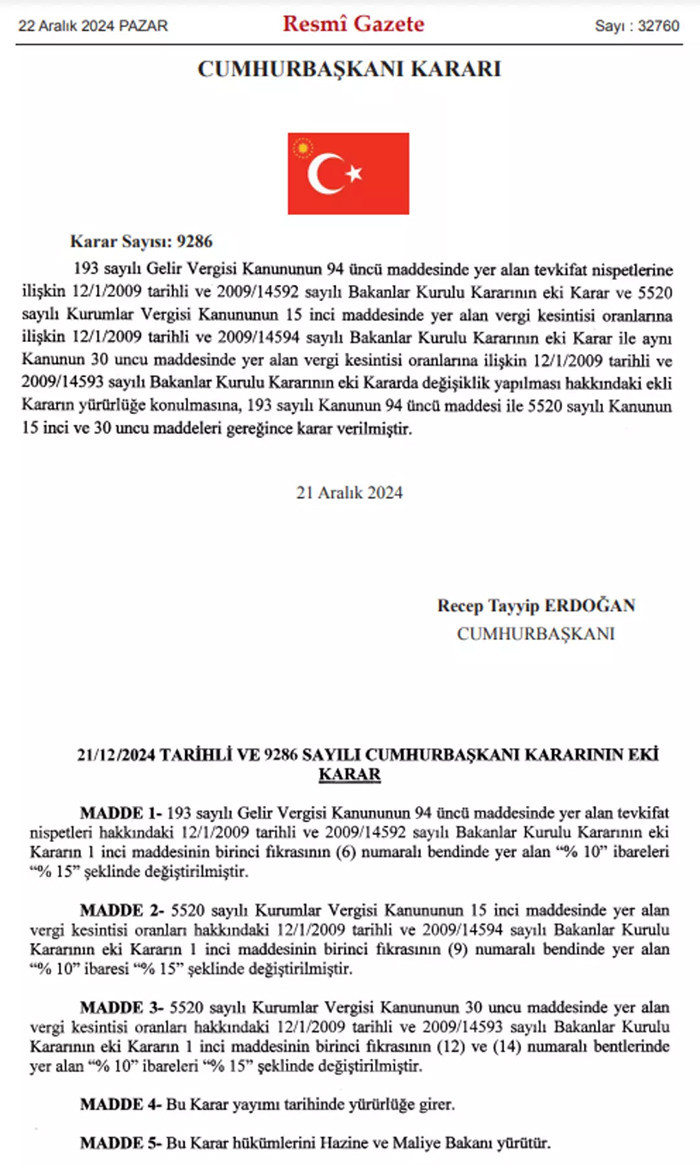 son dakika kar hisselerinde tevkifat orani artirildi karar resmi gazetede yayimlandi 0 EO1DfQM8
