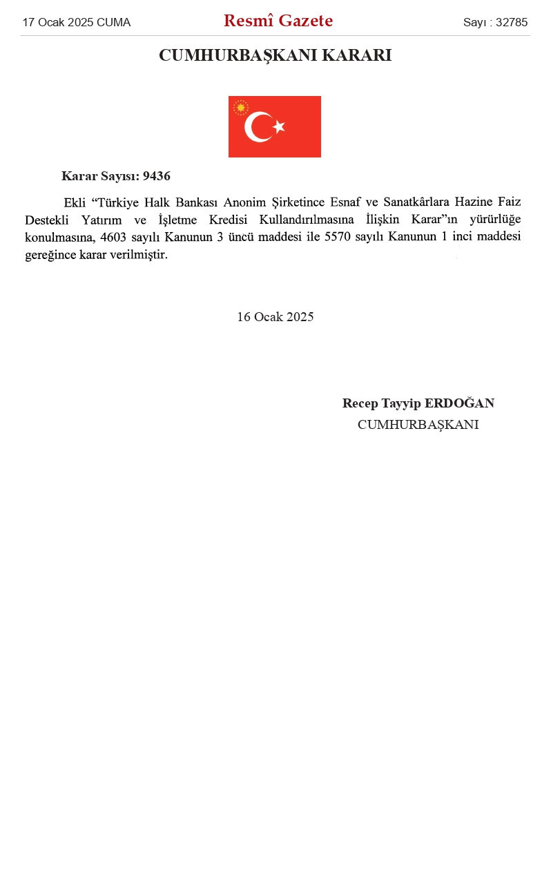resmi gazetede yayimlandi halkbanktan esnaf ve sanatkarlara buyuk destek 0 KInaEEth